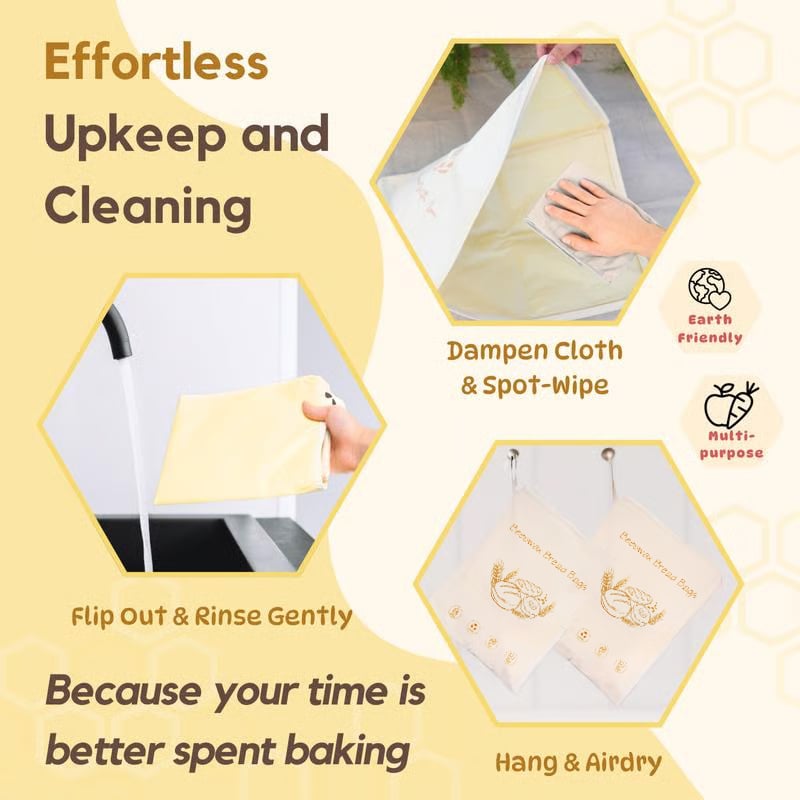 🔥🍞Wide Zipper Access Cotton & Beeswax Bread Bags for Sourdough