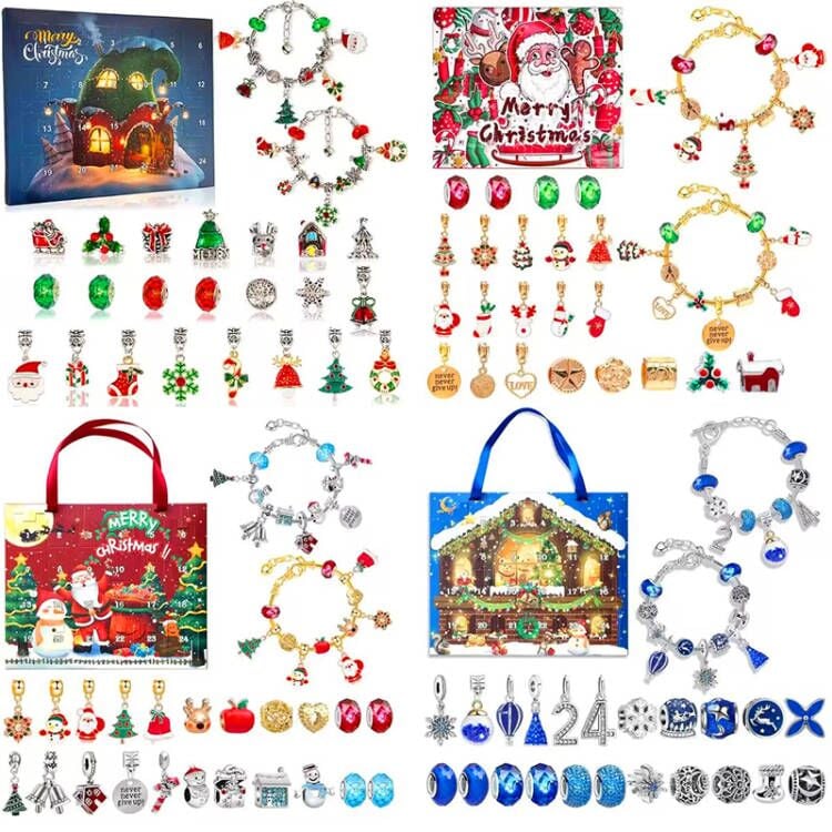 24 Pcs DIY Christmas Advent Calendar Bracelets Set