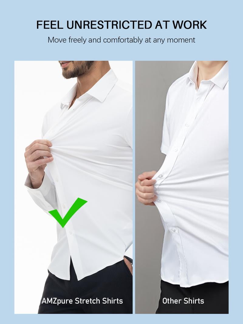 🔥Stretch Slim Fit Long Sleeve Button Down Shirts