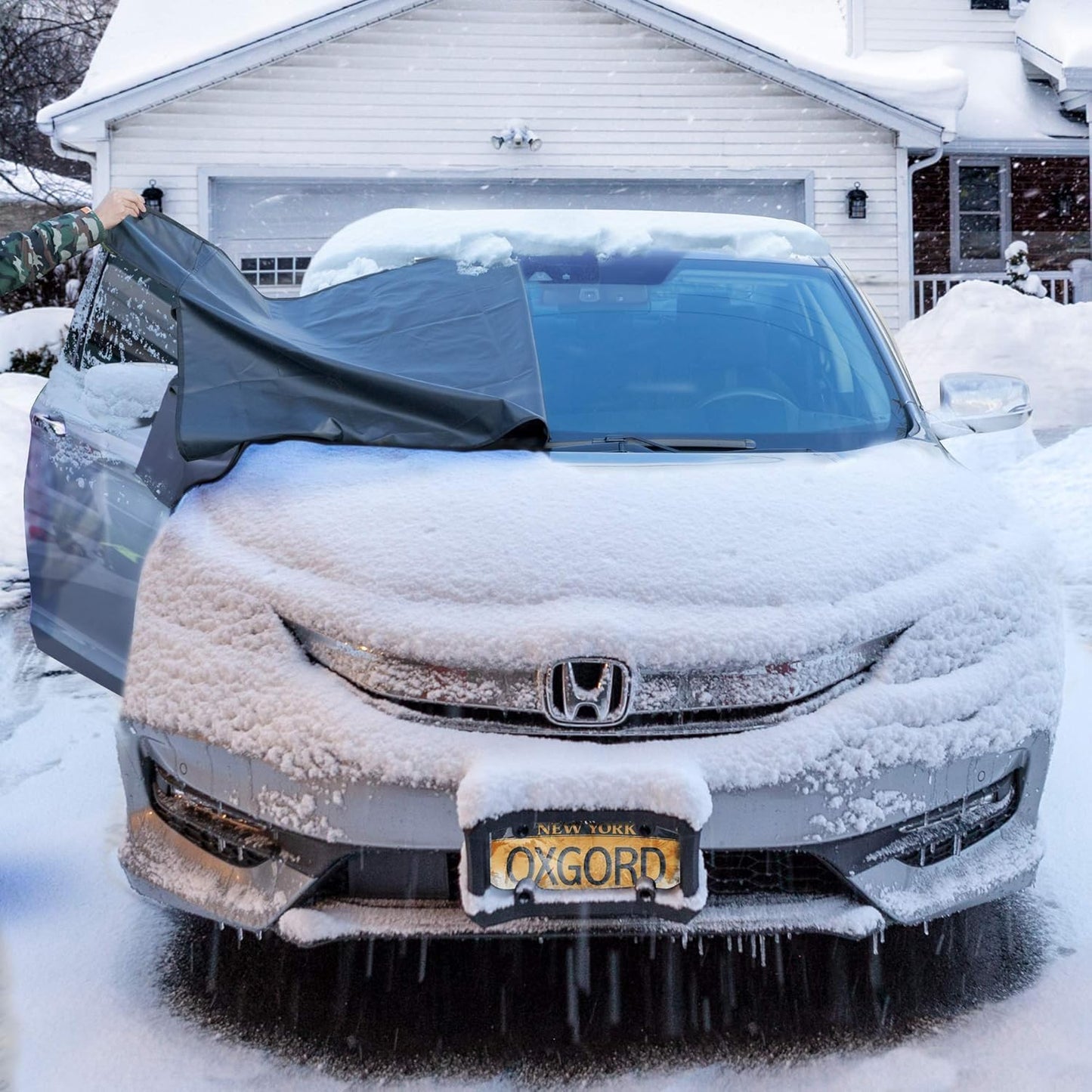 Windshield Protector – All-Season Cover for Automobiles – All-Weather Sunshade, Snow, Ice Car Cover & Reversible with Anti-Theft Panels