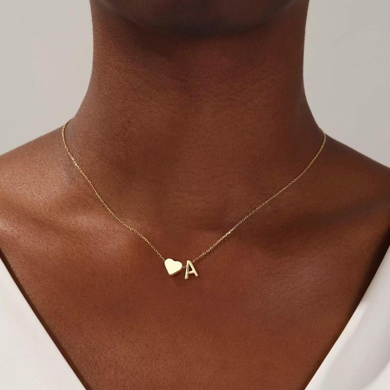 📿Tiny Initial Necklaces Golden Heart Letter A-Z