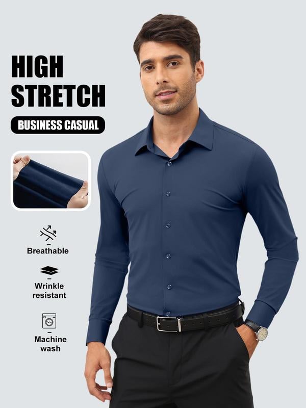 🔥Stretch Slim Fit Long Sleeve Button Down Shirts