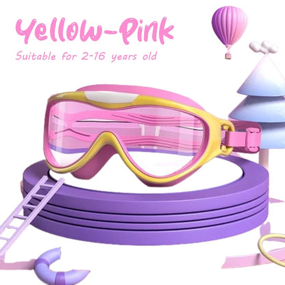 🔥HD children's large frame waterproof and anti-fog swimming goggles