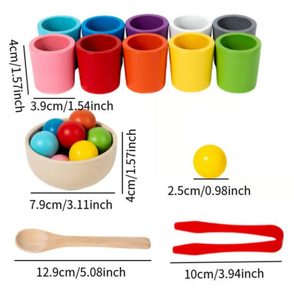 🔥Rainbow Balls in Cups Toddler Toys - Safe Size & Non-toxic Materials