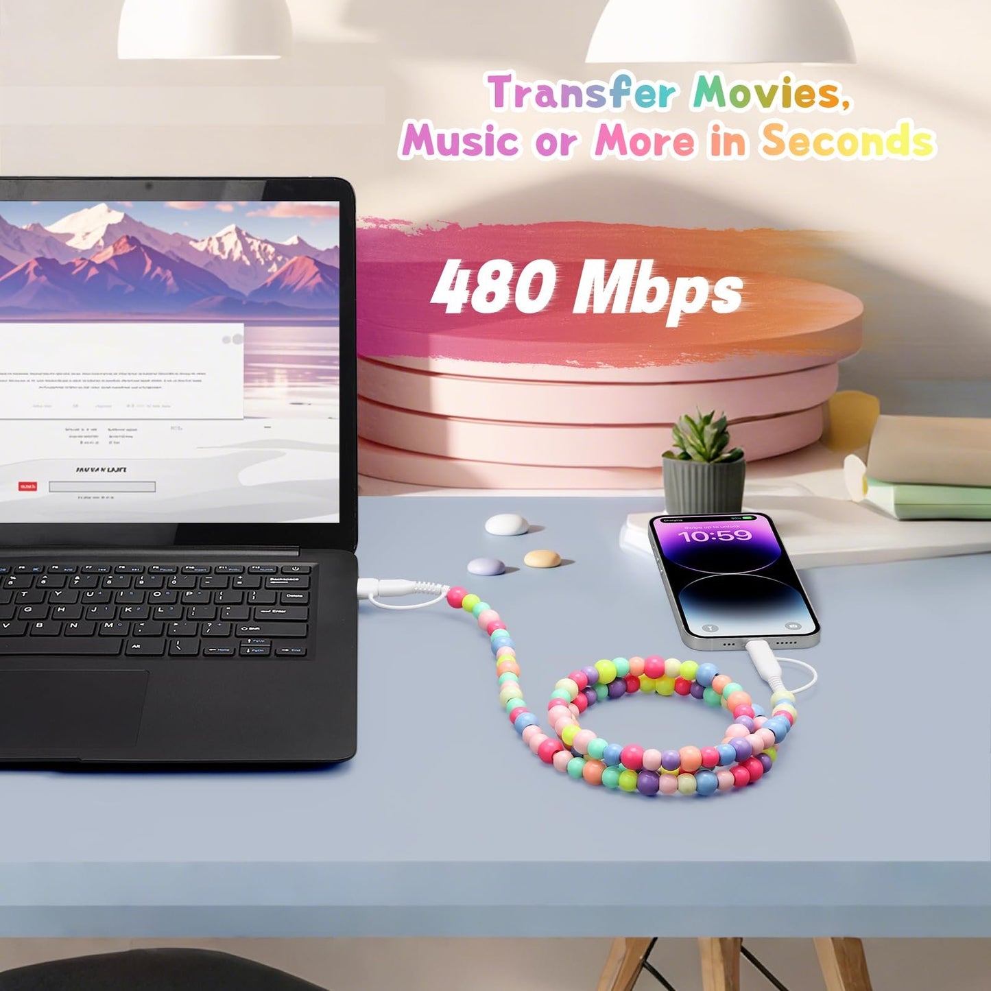 🔥4-in-1 Beaded Charging Cord&fast charging cable 60W