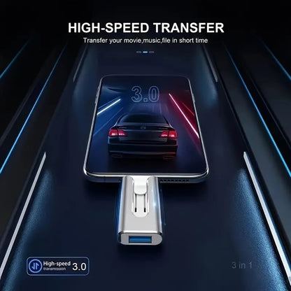 32~256GB Micro USB + 8 Pin + USB 3.0 3 in 1 Mobile Phone Computer U-Disk