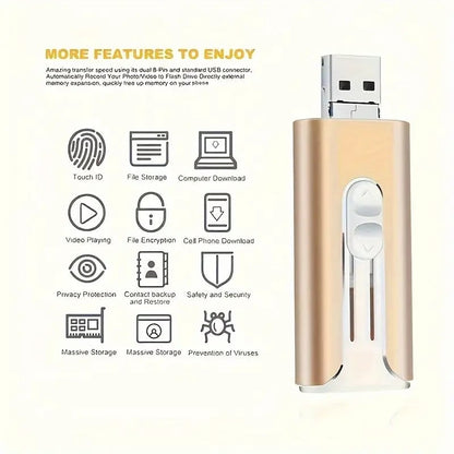 32~256GB Micro USB + 8 Pin + USB 3.0 3 in 1 Mobile Phone Computer U-Disk