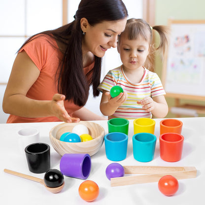 🔥Rainbow Balls in Cups Toddler Toys - Safe Size & Non-toxic Materials