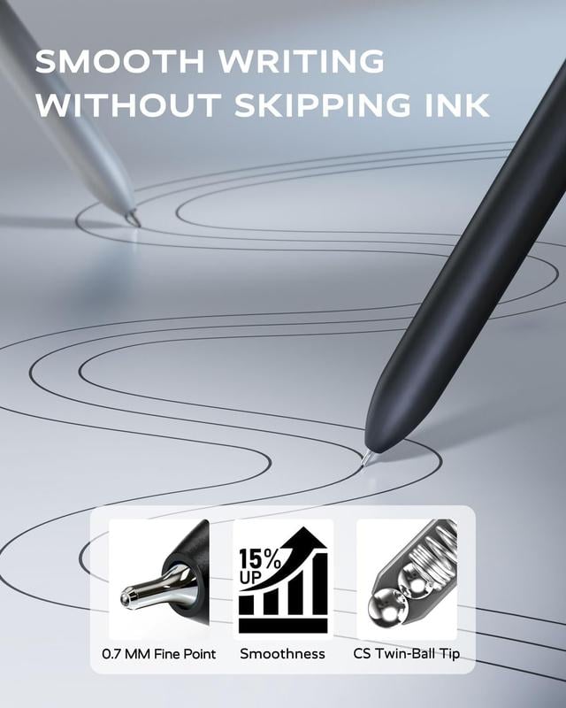 🔥0.5mm Gel Pens Fine Point, Quick Dry Retractable Gel Pen Set, Smooth Writing Pens for Office Work, Note Taking, Black Ink Pens for Men Women(Black)– Limited Stock!