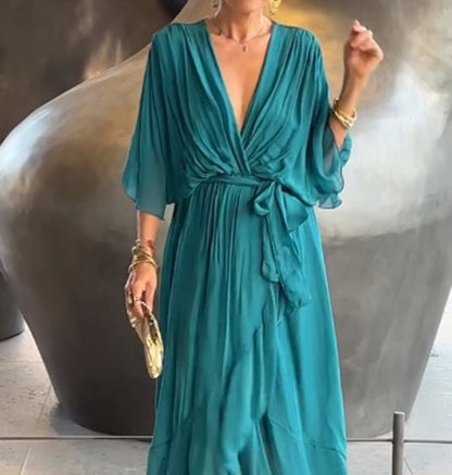 Stylish and elegant V-neck maxi dress