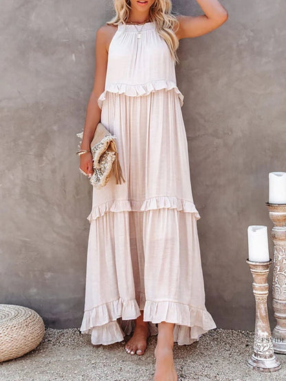 Holiday Style Ruffled Long Dress