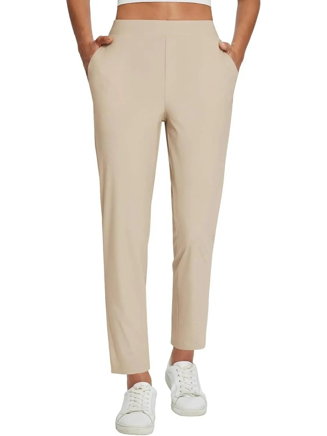 Womens Travel Lightweight Anklle Pants With Zipper Pockets Summer UPF50