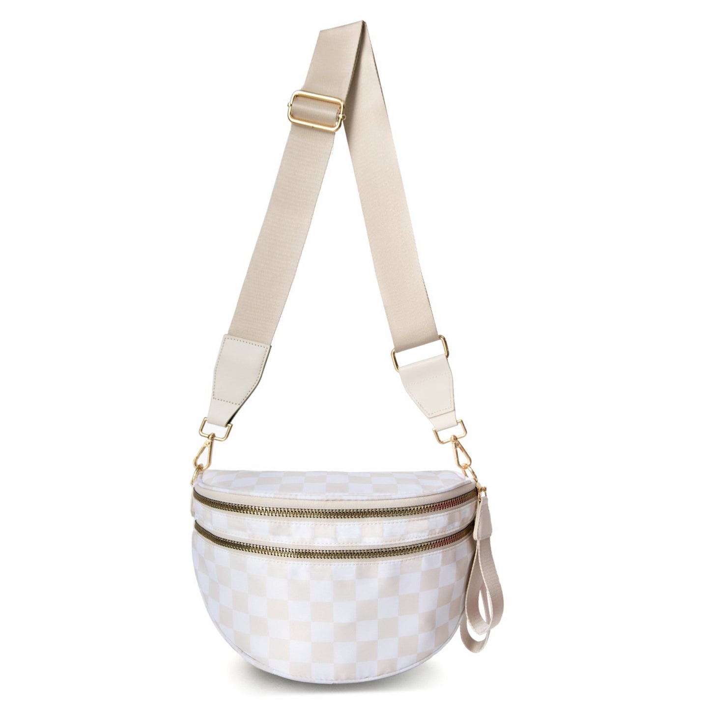 🔥Black and White Checkered Polyester Bum Bag
