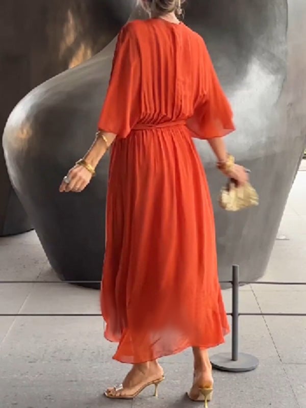 Stylish and elegant V-neck maxi dress