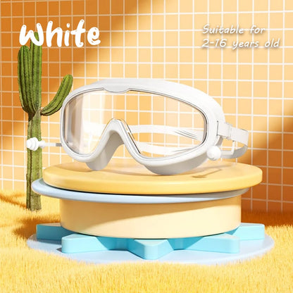 🔥HD children's large frame waterproof and anti-fog swimming goggles