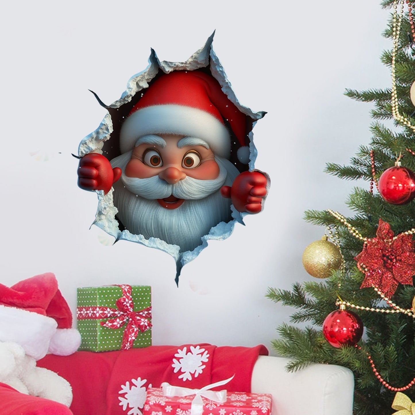 💥Cyber Monday🎁"Santa's Breaking In!" 🎅🏿🎅2D Creative Christmas Wall Stickers