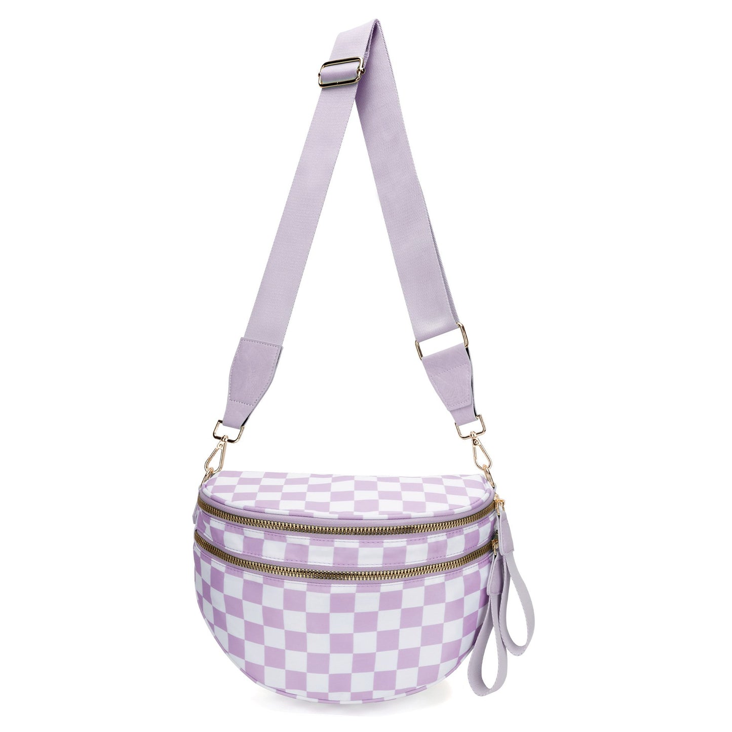 🔥Black and White Checkered Polyester Bum Bag