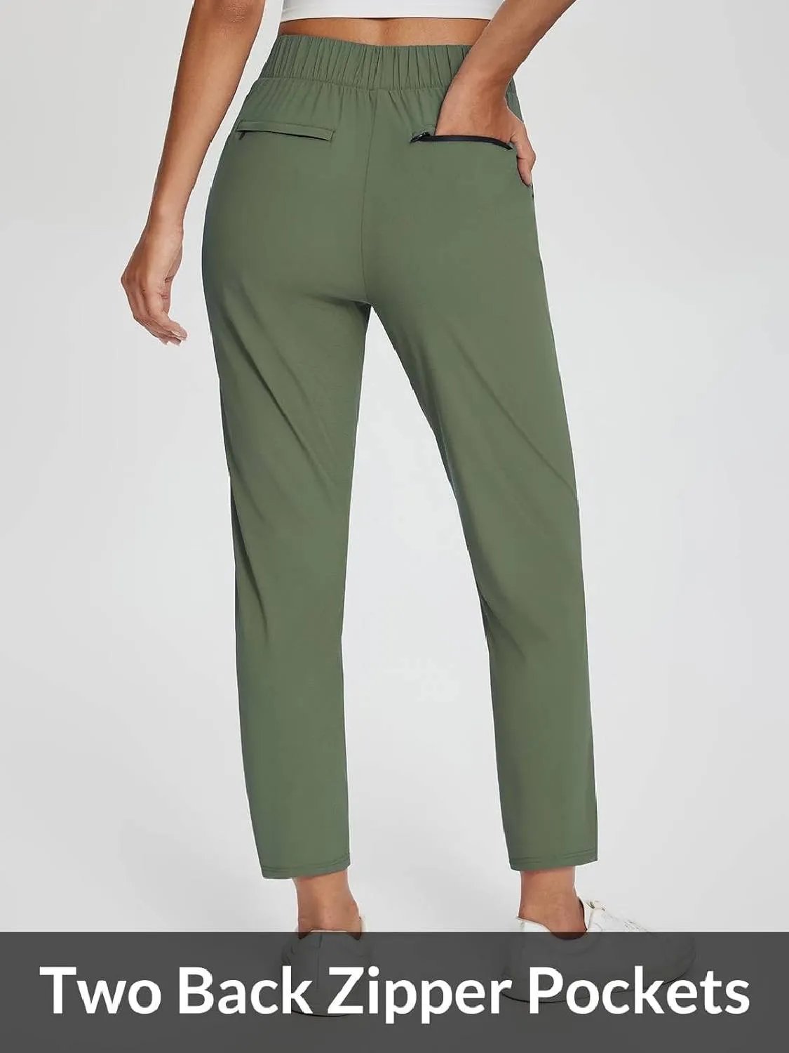 Womens Travel Lightweight Anklle Pants With Zipper Pockets Summer UPF50