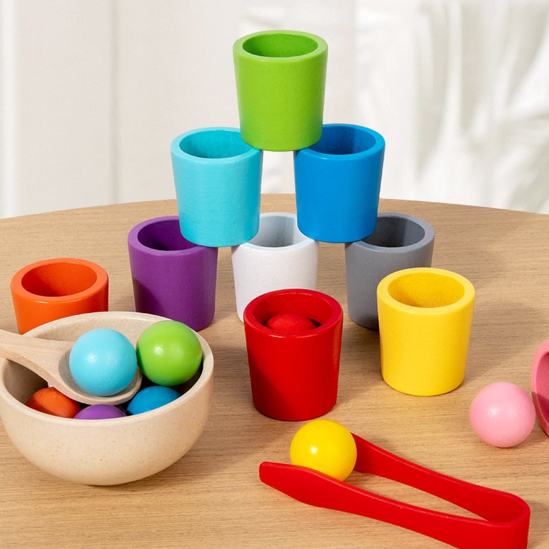 🔥Rainbow Balls in Cups Toddler Toys - Safe Size & Non-toxic Materials