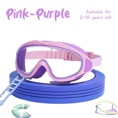 🔥HD children's large frame waterproof and anti-fog swimming goggles