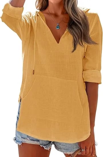 Women's V-Neck Hooded Beach Cover-Up