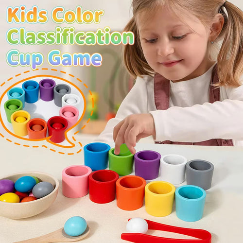 🔥Rainbow Balls in Cups Toddler Toys - Safe Size & Non-toxic Materials