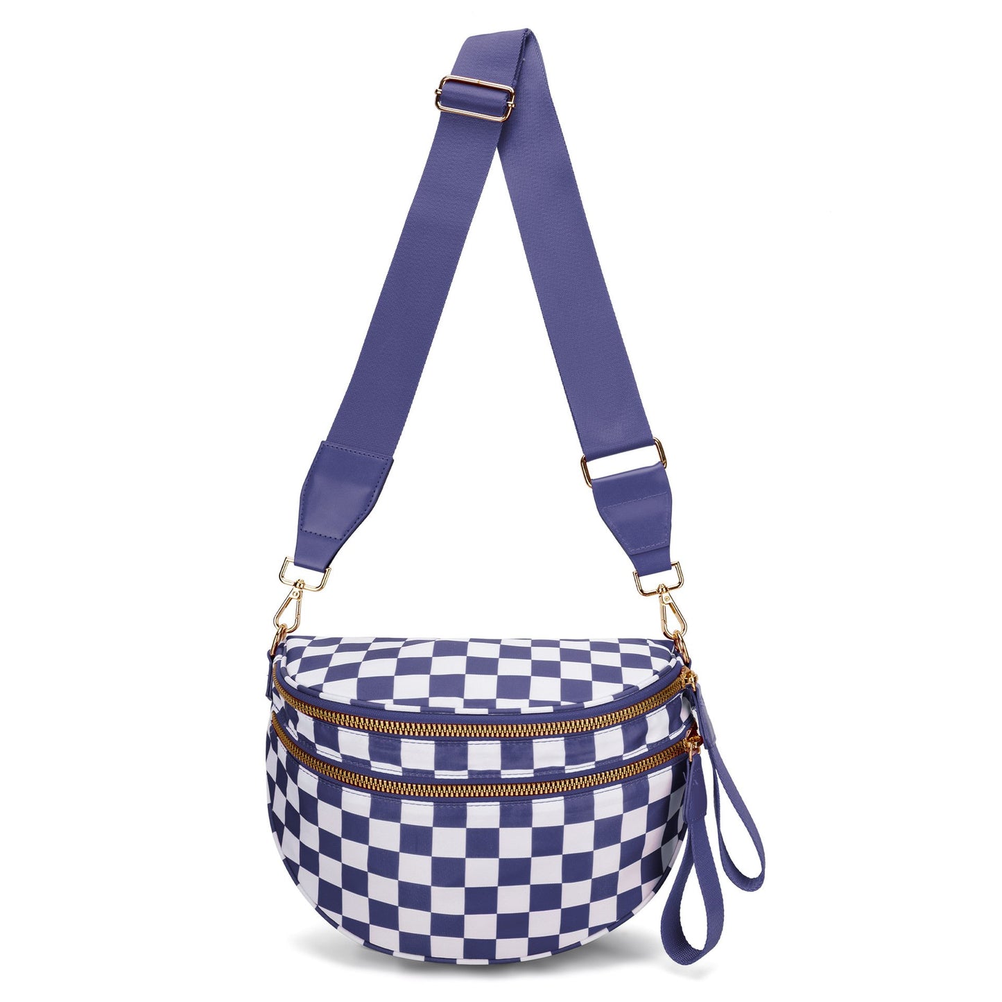 🔥Black and White Checkered Polyester Bum Bag