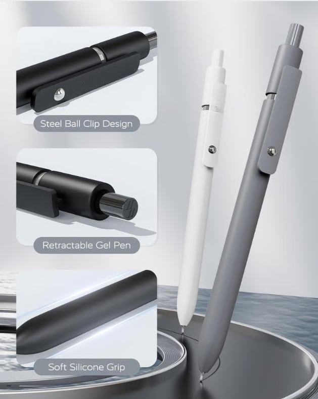 🔥0.5mm Gel Pens Fine Point, Quick Dry Retractable Gel Pen Set, Smooth Writing Pens for Office Work, Note Taking, Black Ink Pens for Men Women(Black)– Limited Stock!