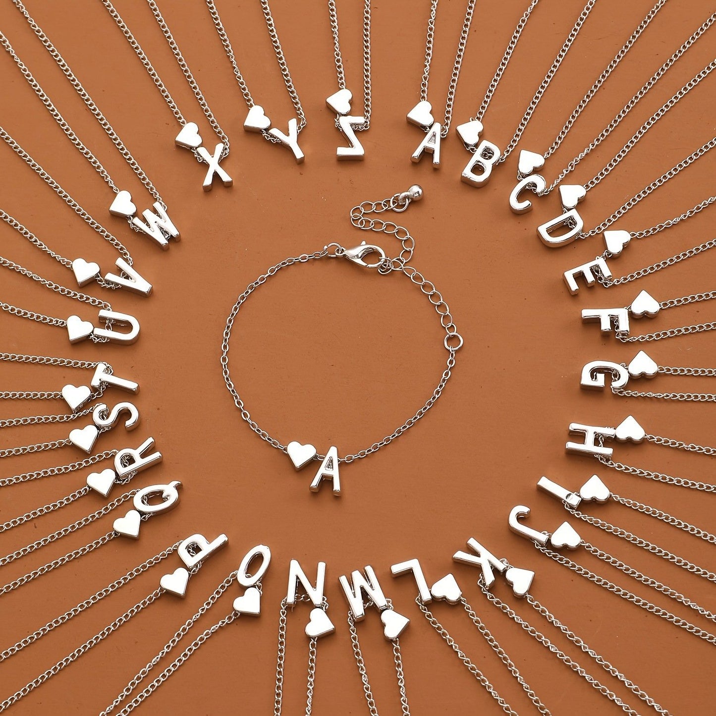 📿Tiny Initial Necklaces Golden Heart Letter A-Z