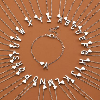 📿Tiny Initial Necklaces Golden Heart Letter A-Z