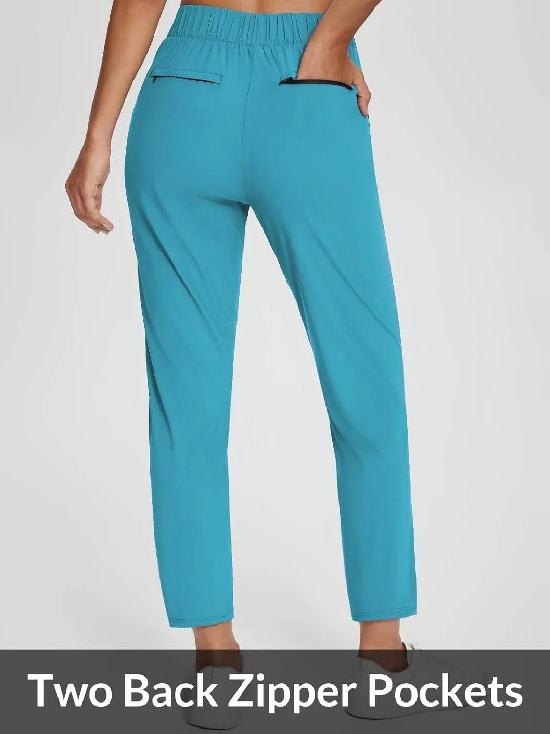 Womens Travel Lightweight Anklle Pants With Zipper Pockets Summer UPF50