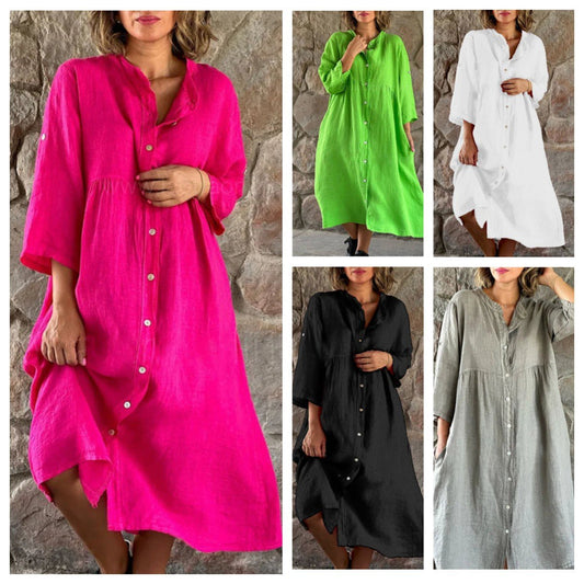 Polyester Loose Shirt Dress