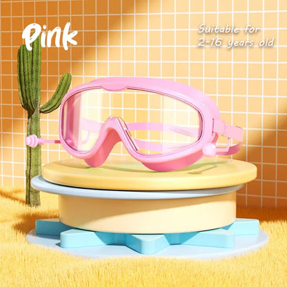 🔥HD children's large frame waterproof and anti-fog swimming goggles