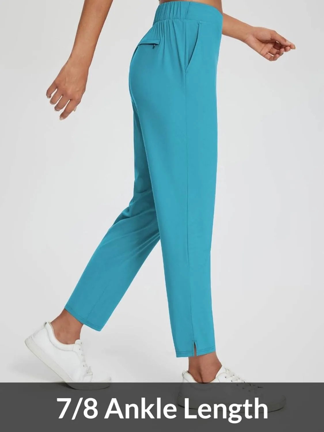 Womens Travel Lightweight Anklle Pants With Zipper Pockets Summer UPF50