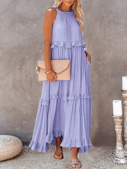 Holiday Style Ruffled Long Dress