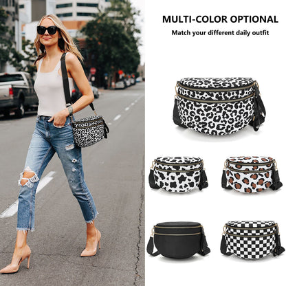 🔥Black and White Checkered Polyester Bum Bag