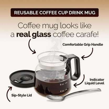 💖☕ 16 Oz Glass Coffee Mug – Coffee Pot Style