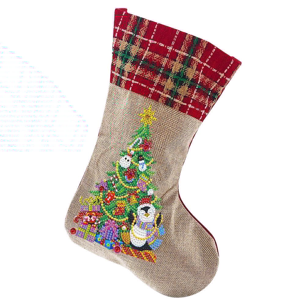 5D Diamond Painting Xmas Rhinestone Sock Embroidery Mosaic Hanging Gift Bag