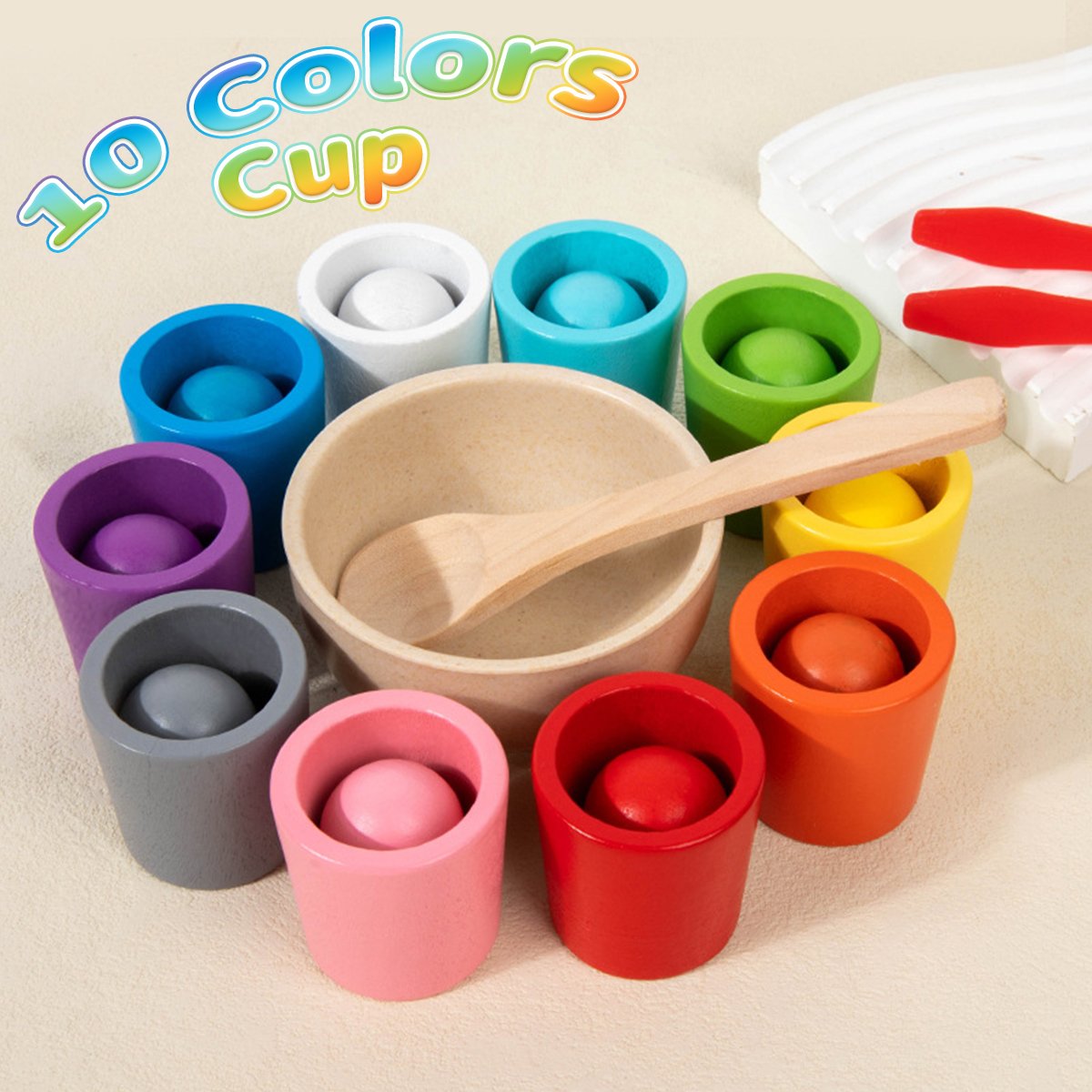 🔥Rainbow Balls in Cups Toddler Toys - Safe Size & Non-toxic Materials
