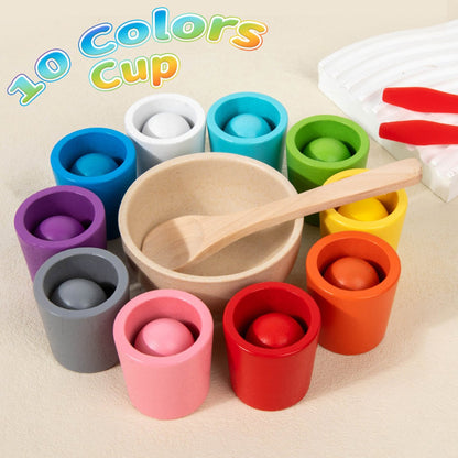 🔥Rainbow Balls in Cups Toddler Toys - Safe Size & Non-toxic Materials