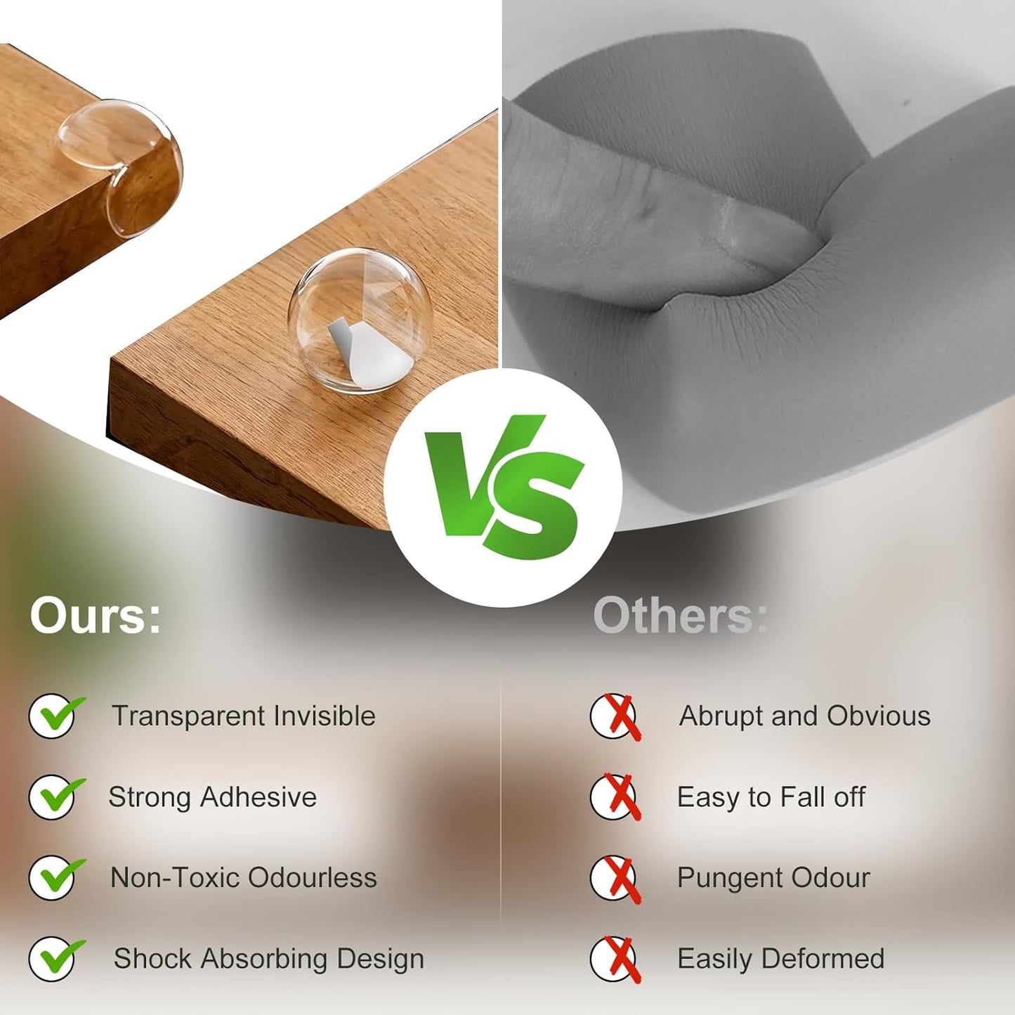 Round transparent corner pads, transparent protective covers for sharp furniture edges and corners