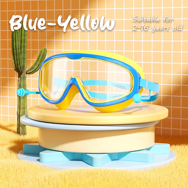 🔥HD children's large frame waterproof and anti-fog swimming goggles