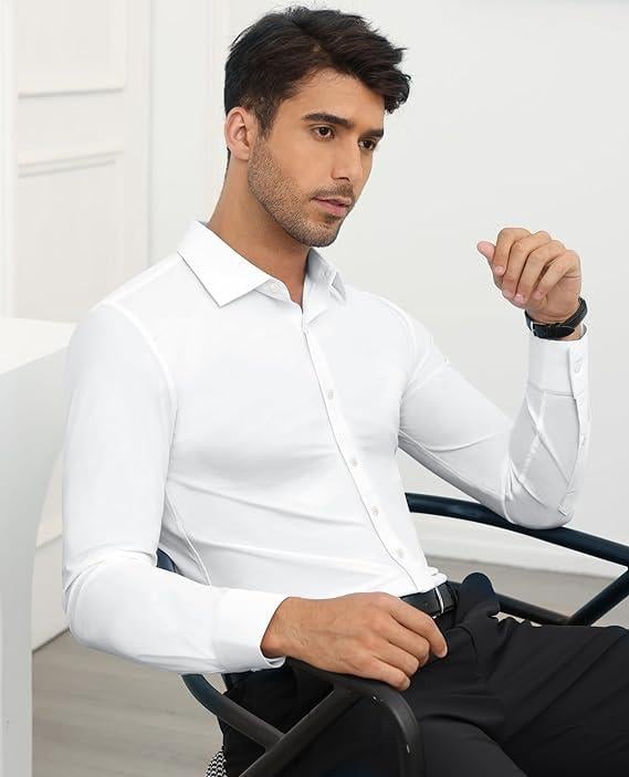 🔥Stretch Slim Fit Long Sleeve Button Down Shirts