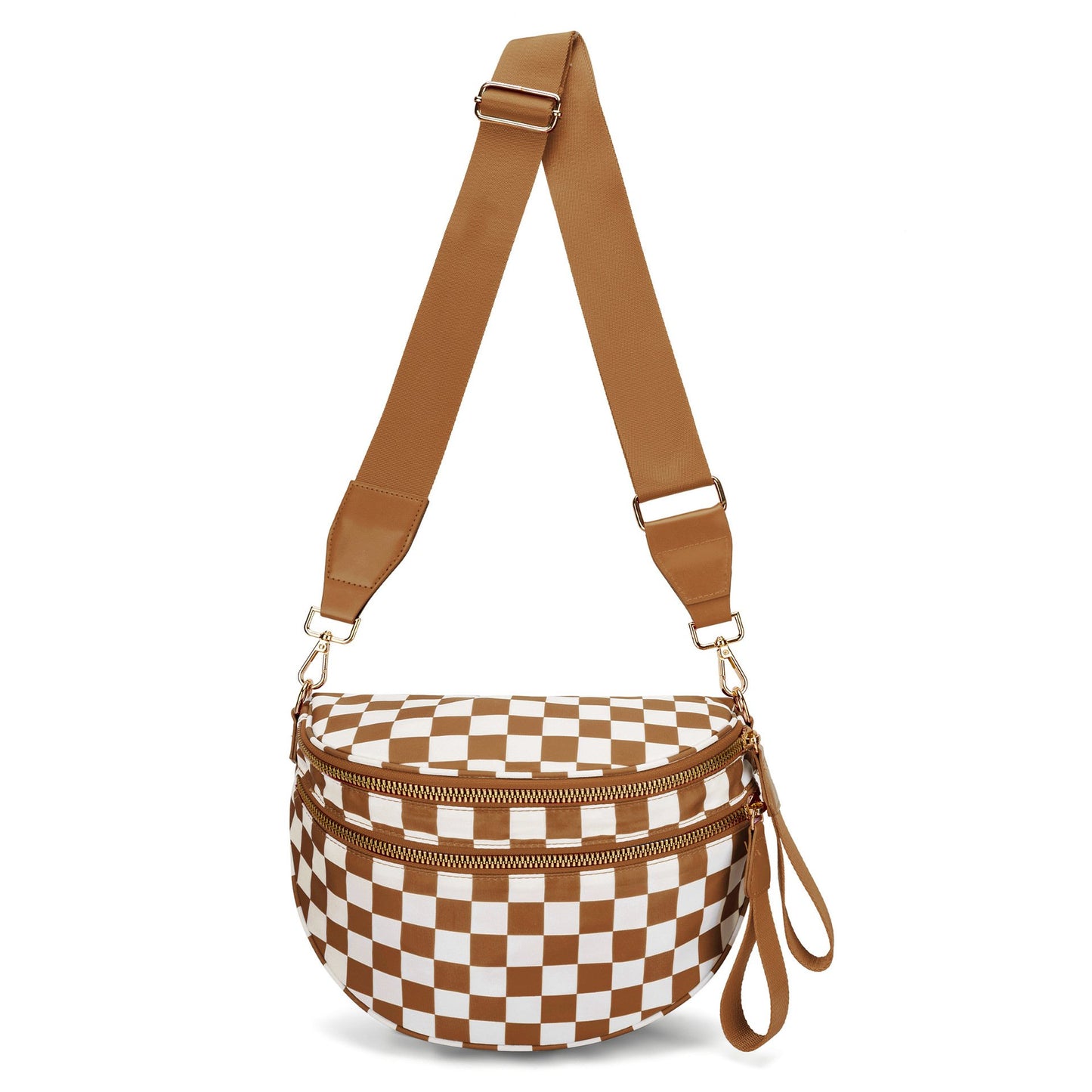 🔥Black and White Checkered Polyester Bum Bag