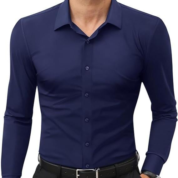 🔥Stretch Slim Fit Long Sleeve Button Down Shirts