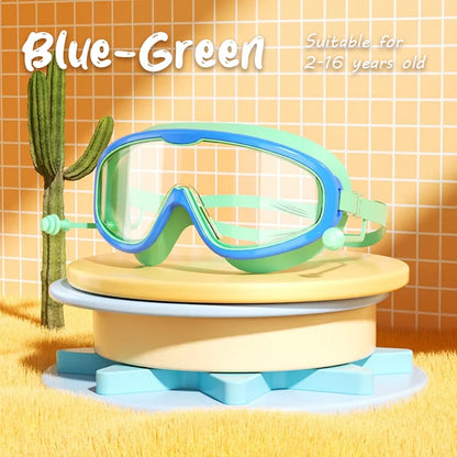 🔥HD children's large frame waterproof and anti-fog swimming goggles