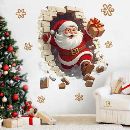 💥Cyber Monday🎁"Santa's Breaking In!" 🎅🏿🎅2D Creative Christmas Wall Stickers