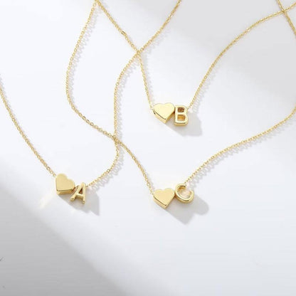 📿Tiny Initial Necklaces Golden Heart Letter A-Z