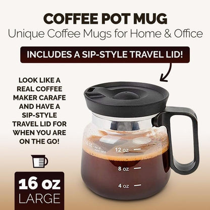 💖☕ 16 Oz Glass Coffee Mug – Coffee Pot Style