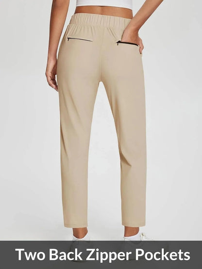 Womens Travel Lightweight Anklle Pants With Zipper Pockets Summer UPF50